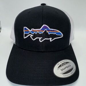[custom] Fitz Roy Trout Fish Nature Black/White Snapback Mesh Back